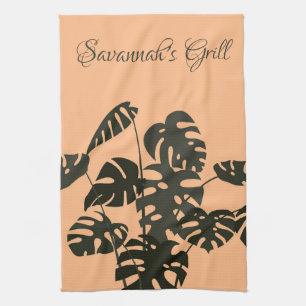 Monstera Plant Swiss Cheese Leaves personalized Kitchen Towel
