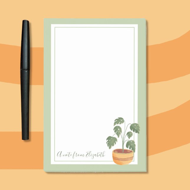 Monstera Plante Post-It Notes avec cadre vert (Cute sticky notes for plant lovers with personalized text . )