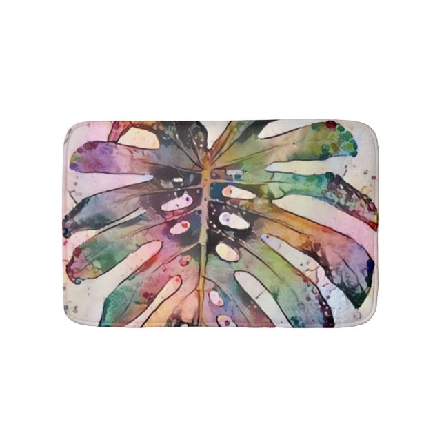 Monstera Rainbow Bath Mat (Front)