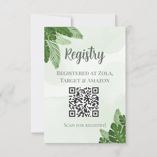 Monstera Registry Insert Card Tropical Greenery (Front)