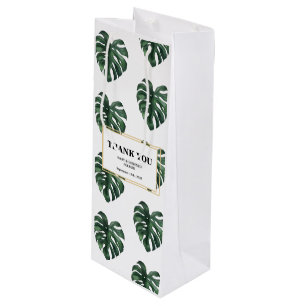 Monstera Thank you Wedding  Wine Gift Bag