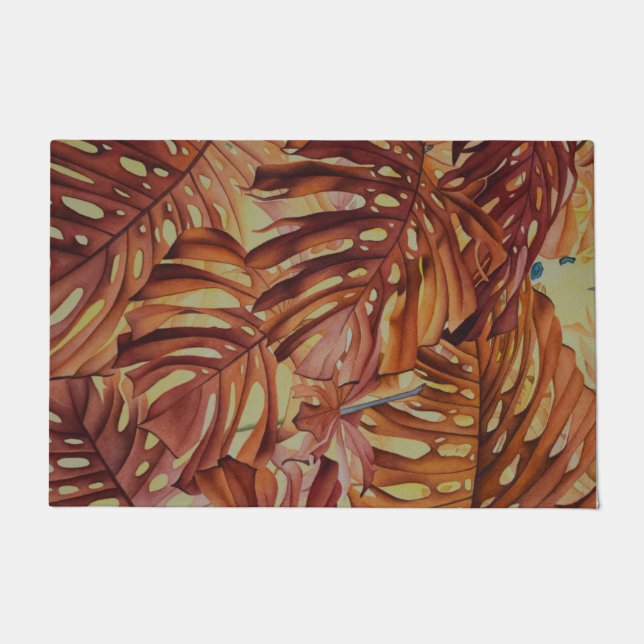 Monstera tropical laisse le tapis de porte de (Devant)