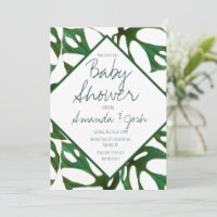 Monstera Tropical Leaf Pattern Baby Shower