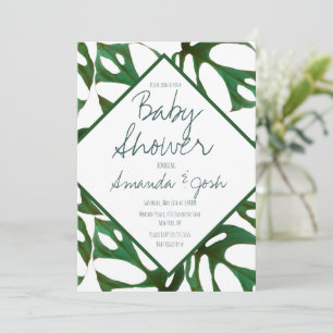 Monstera Tropical Leaf Pattern Baby Shower  Invitation