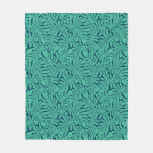 Monstera Tropical Leaf Pattern Fleece Blanket