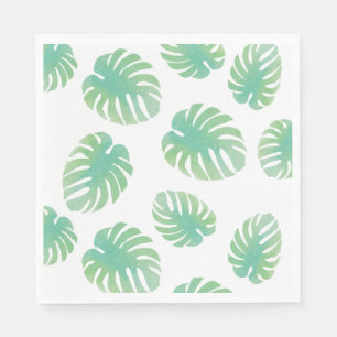 Monstera Tropical Leaf Pattern Green Napkin