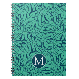 Monstera Tropical Leaf Pattern   Monogram Notebook