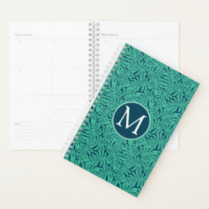 Monstera Tropical Leaf Pattern   Monogram Planner