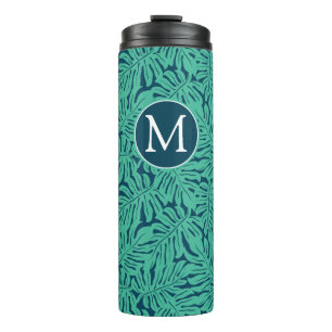 Monstera Tropical Leaf Pattern   Monogram Thermal Tumbler