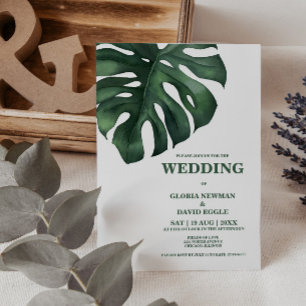 Monstera Tropical Leaf  Wedding Invitation