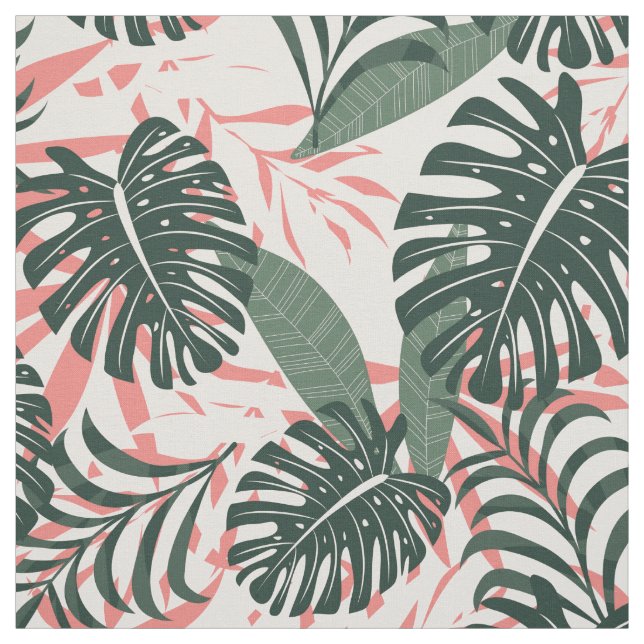 Monstera Tropical Leaves Rainforest Pattern Fabric (Swatch)