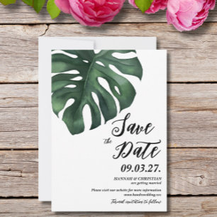 Monstera Tropical Palm Leaf Save the date