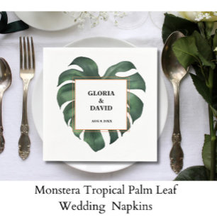 Monstera Tropical Palm Leaf  Wedding  Napkins