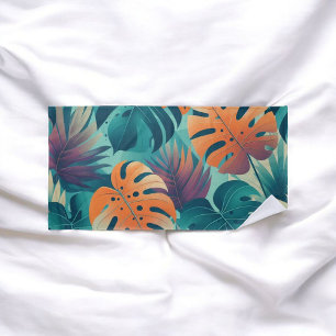 Monstera Tropical Watercolor Greenery Palm Leaves Beach Towel