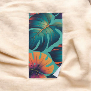 Monstera Tropical Watercolor Greenery Palm Leaves Beach Towel