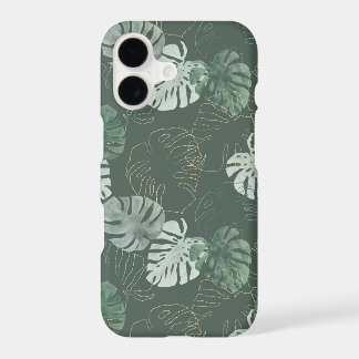 Monstera Vert Sauge : Ligne Art Élégante en Or