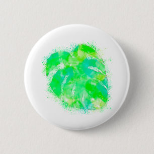 Monstera Watercolor 2 Inch Round Button