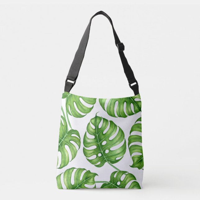 Monstera watercolor pattern crossbody bag (Front)