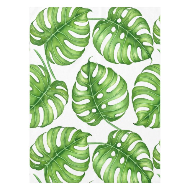Monstera watercolor pattern tablecloth (Front)