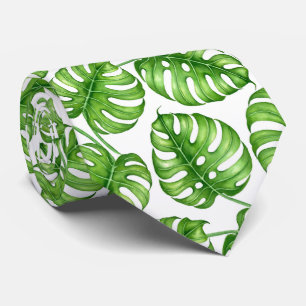 Monstera watercolor pattern tie