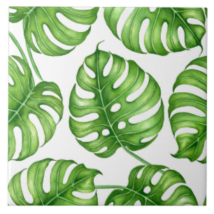 Monstera watercolor pattern tile