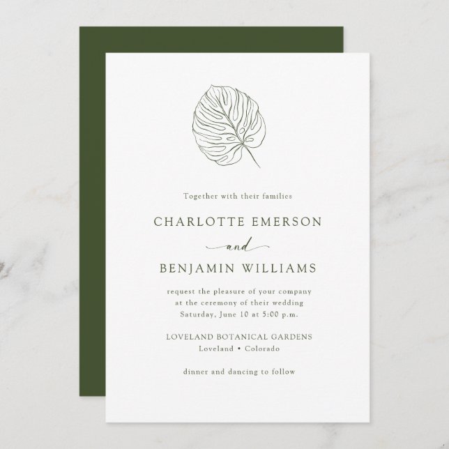 Monstera Wedding Invitation (Front/Back)