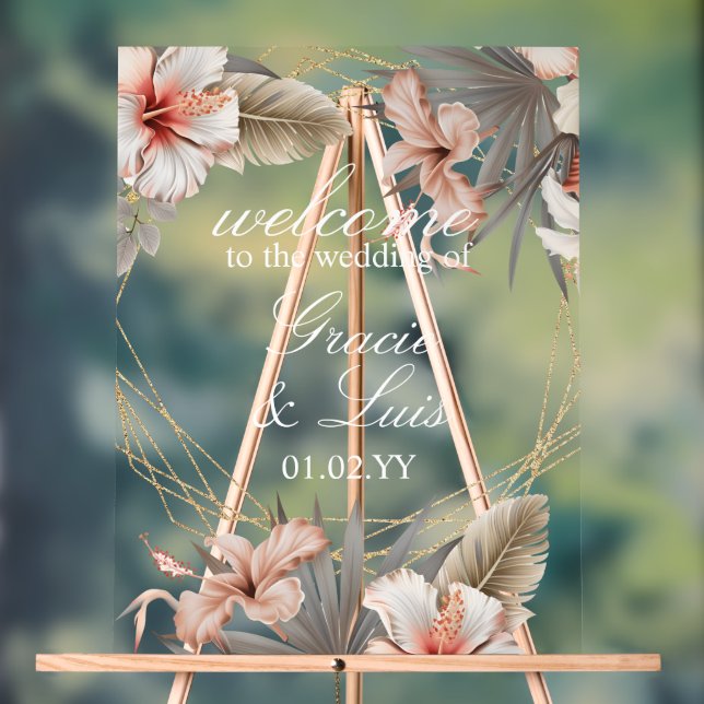 Monstère bohème Botanique Florales Mariage or (Neutre)