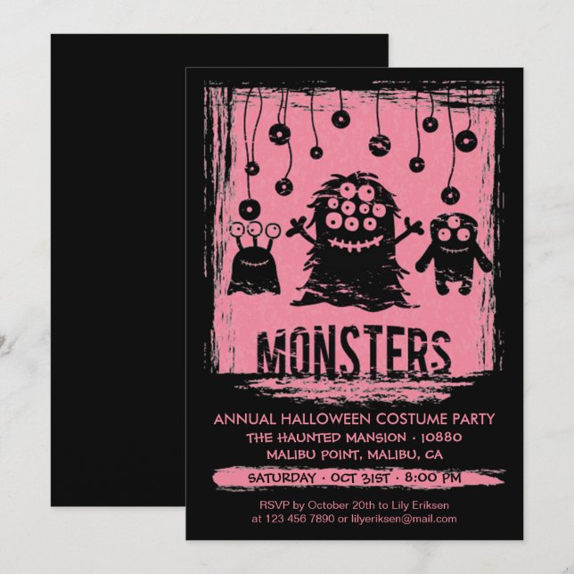 Monsters Annual Halloween Costume Party Invitation (Front/Back)