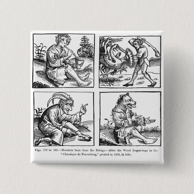 Monsters born from the Deluge 2 Inch Square Button (Front)