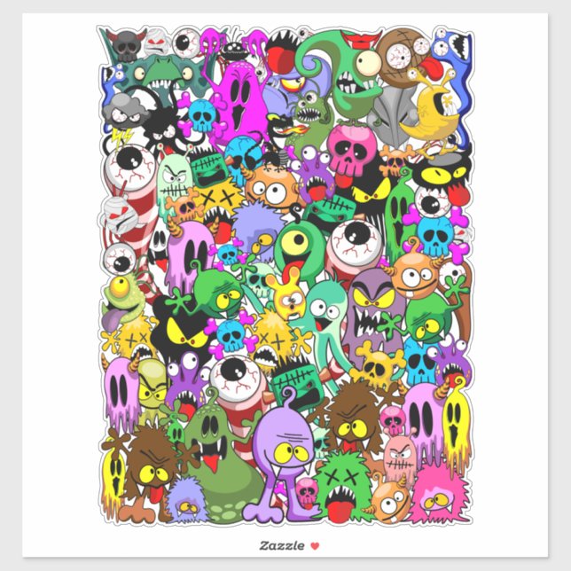 Monsters Cute Characters Halloween Pattern  (Sheet)