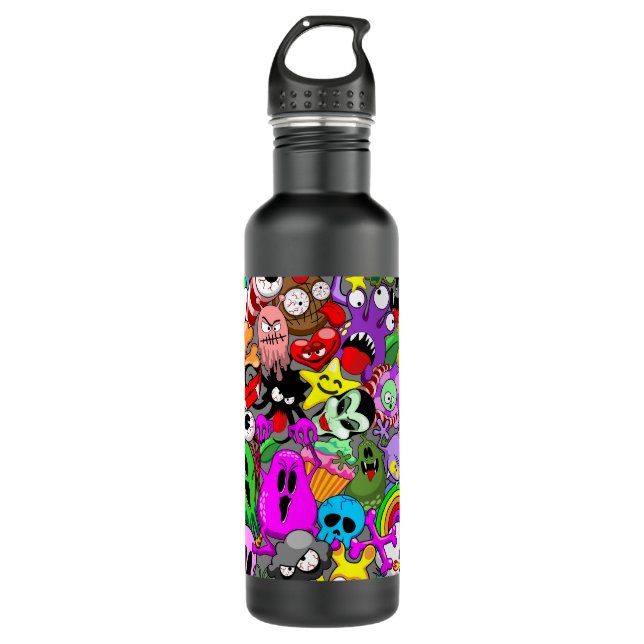Monsters Cute Characters Halloween Pattern  710 Ml Water Bottle (Front)