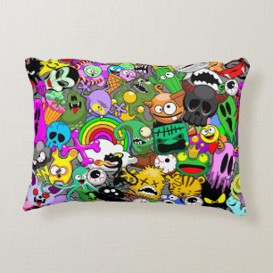 Monsters Cute Characters Halloween Pattern Accent Pillow