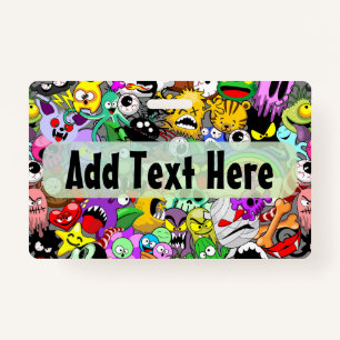 Monsters Cute Characters Halloween Pattern  Badge