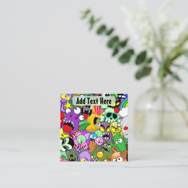 Monsters Cute Characters Halloween Pattern  Card (Standing Front)