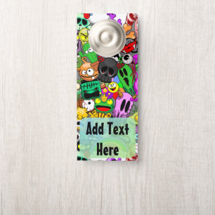 Monsters Cute Characters Halloween Pattern  Door Hanger