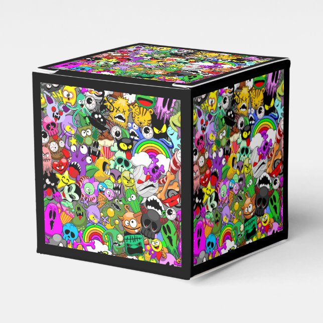 Monsters Cute Characters Halloween Pattern  Favor Box (Front Side)