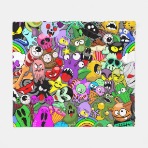 Monsters Cute Characters Halloween Pattern Fleece Blanket