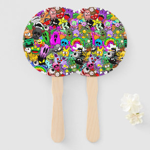 Monsters Cute Characters Halloween Pattern  Hand Fan