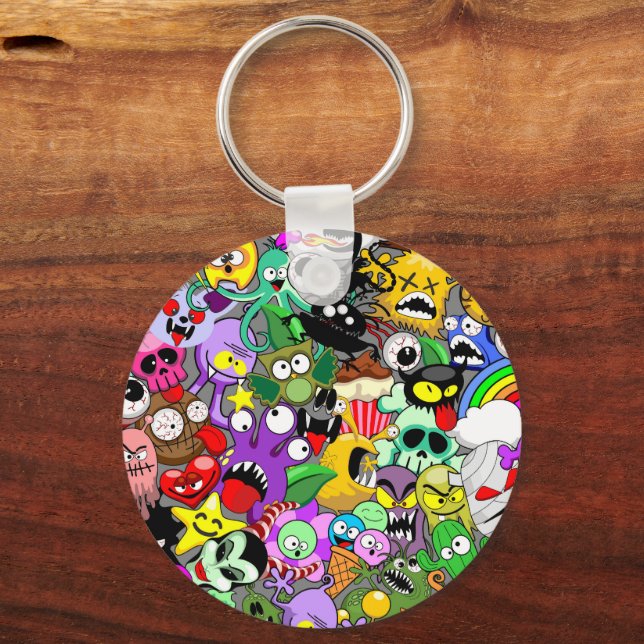 Monsters Cute Characters Halloween Pattern  Keychain (Front)