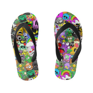 Monsters Cute Characters Halloween Pattern Kid's Flip Flops