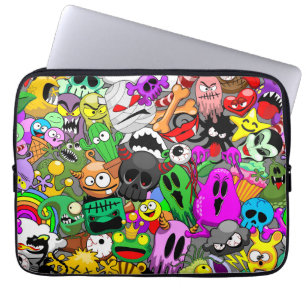Monsters Cute Characters Halloween Pattern Laptop Sleeve