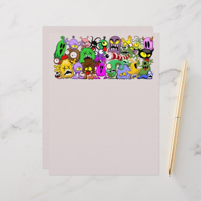 Monsters Cute Characters Halloween Pattern  Letterhead (Front/Back In Situ)