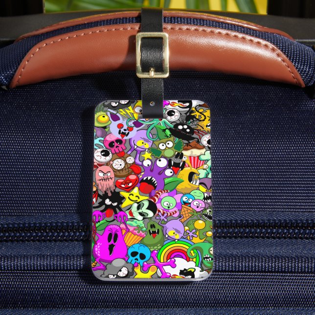Monsters Cute Characters Halloween Pattern  Luggage Tag (Front Insitu 2)