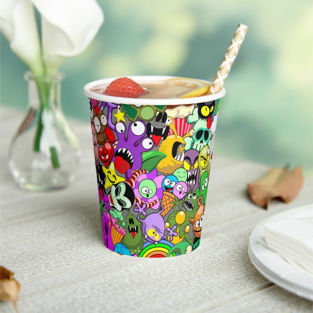 Monsters Cute Characters Halloween Pattern  Paper Cups (Insitu)