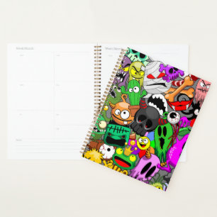 Monsters Cute Characters Halloween Pattern Planner