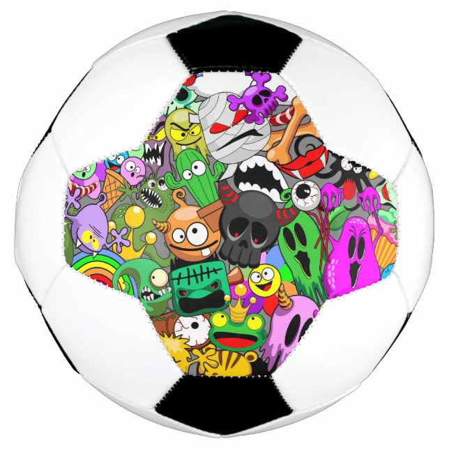Monsters Cute Characters Halloween Pattern  Soccer Ball (Front)