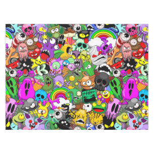 Monsters Cute Characters Halloween Pattern  Tablecloth