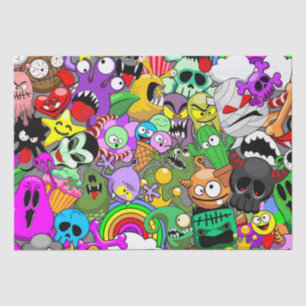 Monsters Cute Characters Halloween Pattern  Tissue Paper