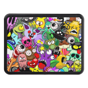 Monsters Cute Characters Halloween Pattern  Trailer Hitch Cover