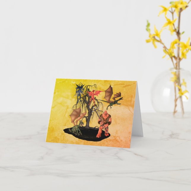 Monsters Goblins Ogre Halloween Note Card (Yellow Flower)